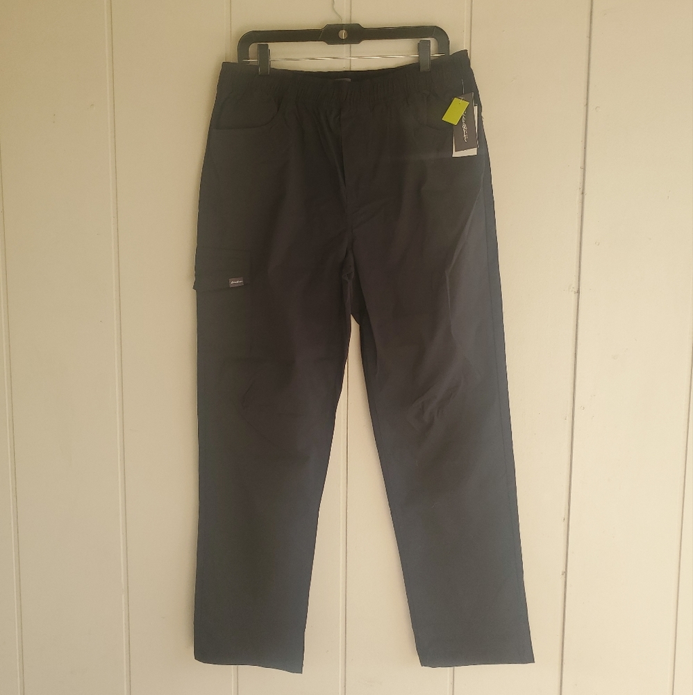 Eddie Bauer Men's Stretch Ripstop Outdoor Black Travel Pants Large NWT